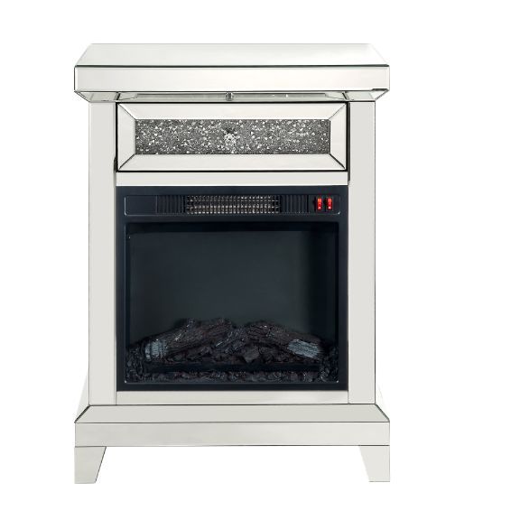 ACME NORALIE MIRRORED & FAUX DIAMONDS FIREPLACE