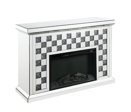 ACME NORALIE MIRRORED & FAUX DIAMONDS FIREPLACE