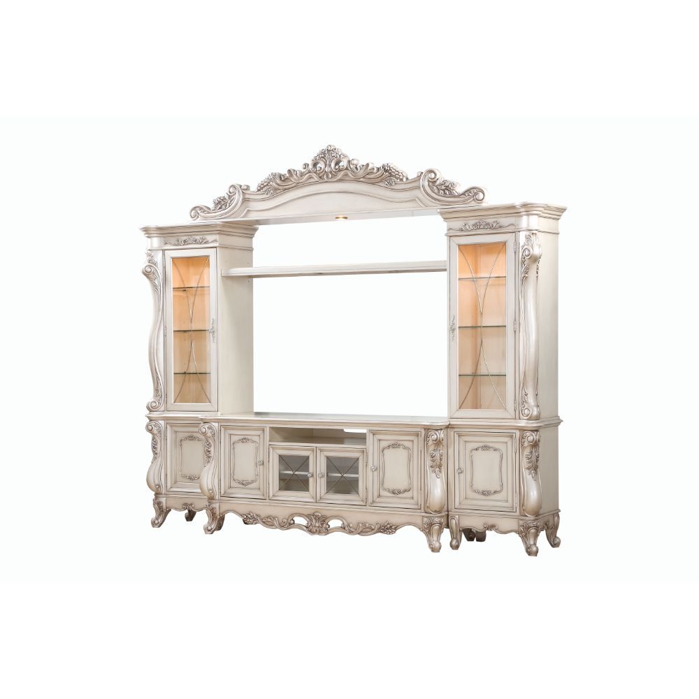 ACME GORSEDD ANTIQUE WHITE FINISH ENTERTAINMENT CENTER