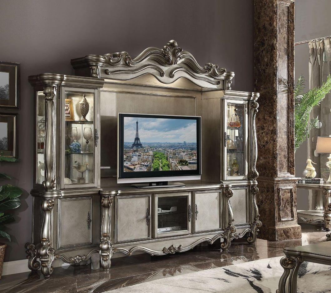 ACME VERSAILLES ANTIQUE PLATINUM FINISH ENTERTAINMENT CENTER