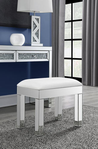 COASTER WHITE AND MIRRORED LEGS RECTANGULAR VANITY STOOL