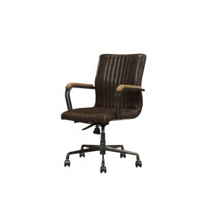 ACME JOSLIN DISTRESS CHOCOLATE TOP GRAIN LEATHER OFFICE CHAIR