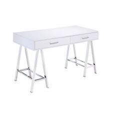 ACME COLEEN WHITE HIGH GLOSS & CHROME FINISH WRITING DESK(SAME AC00901)