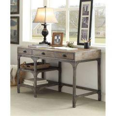 ACME GORDEN WEATHERED OAK & ANTIQUE SILVER FINISH WRITING DESK