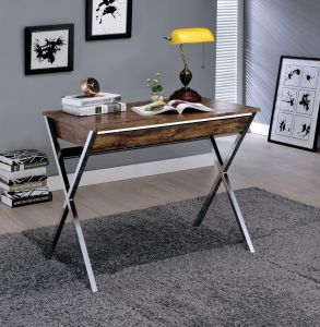 ACME CALLERS WEATHERED OAK & CHROME FINISH WRITING DESK