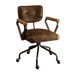 ACME HALLIE VINTAGE WHISKEY TOP GRAIN LEATHER OFFICE CHAIR