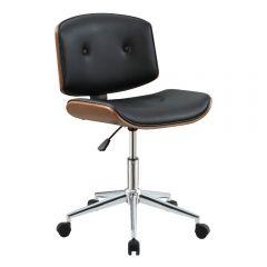 ACME CAMILA BLACK PU & WALNUT FINISH OFFICE CHAIR