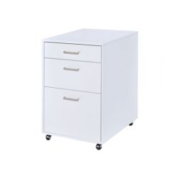 ACME COLEEN WHITE HIGH GLOSS & CHROME FINISH FILE CABINET