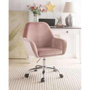 ACME EIMER PEACH VELVET & CHROME FINISH OFFICE CHAIR