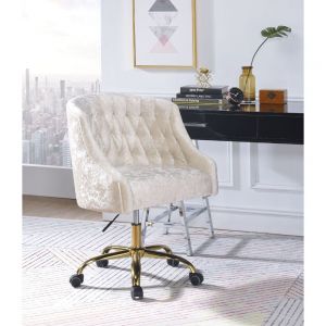 ACME LEVIAN VINTAGE CREAM VELVET & GOLD FINISH OFFICE CHAIR