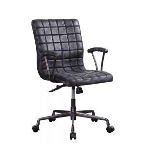 ACME BARACK VINTAGE BLACK TOP GRAIN LEATHER & ALUMINUM OFFICE CHAIR