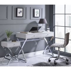 ACME COLEEN WHITE & CHROME FINISH WRITING DESK(SAME AC00895)