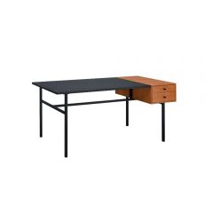 ACME OAKEN HONEY OAK & BLACK FINISH EXECUTIVE WRITING DESK