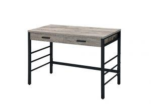 ACME DISHO LIGHT WEATHERED OAK & BLACK FINISH WRITING DESK W/USB