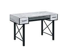 ACME SETTEA ANTIQUE WHITE & BLACK FINISH COMPUTER DESK