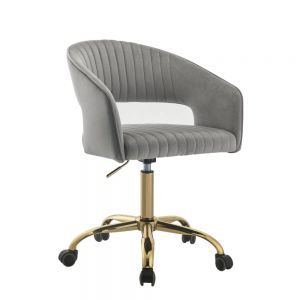 ACME HOPI GRAY VELVET & GOLD FINISH OFFICE CHAIR