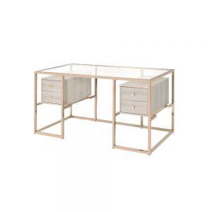 ACME HUYANA CLEAR GLASS TOP & GOLD FINISH WRITING DESK