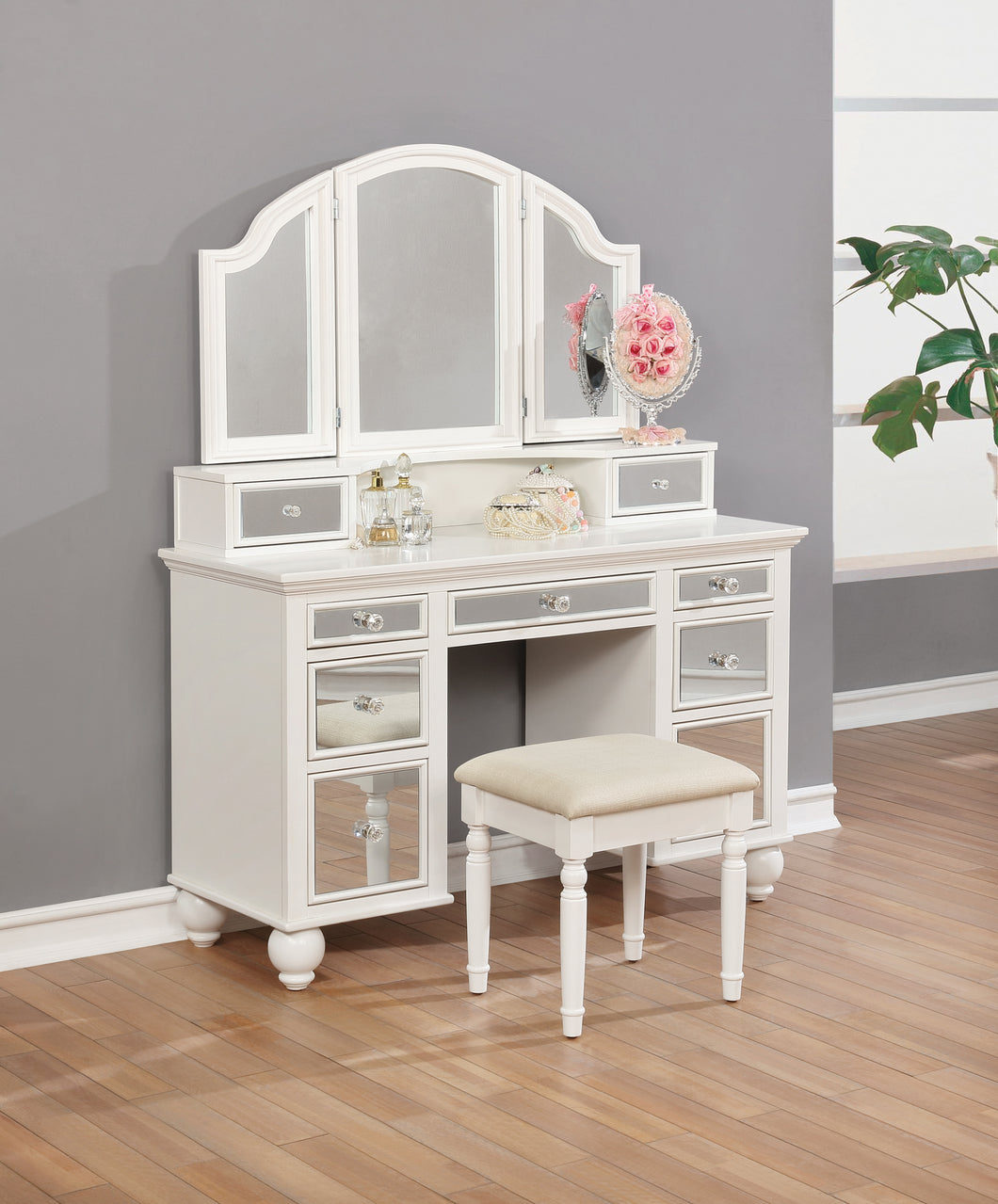 COASTER OFFICE-ACCESSORY 2-PIECE VANITY SET WHITE AND BEIGE