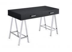 ACME COLEEN BLACK HIGH GLOSS & CHROME FINISH WRITING DESK W/USB