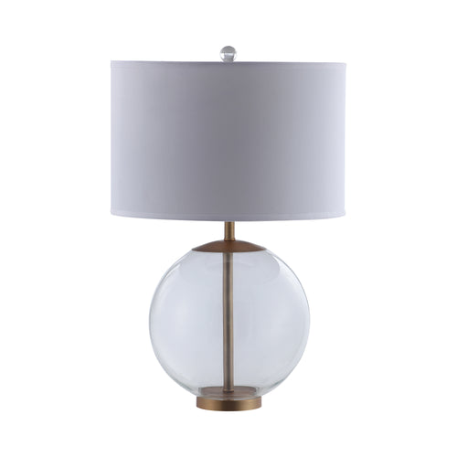 COASTER DRUM SHADE TABLE LAMP WITH GLASS BASE WHITE