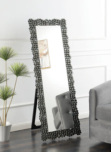 COASTER OFFICE-ACCESSORY TEXTURAL FRAME CHEVAL FLOOR MIRROR SILVER AND SMOKY GREY