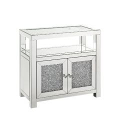 ACME NORALIE CLEAR GLASS, MIRRORED & FAUX DIAMONDS CABINET