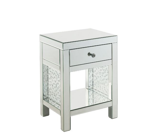 ACME NYSA MIRRORED & FAUX CRYSTALS ACCENT TABLE