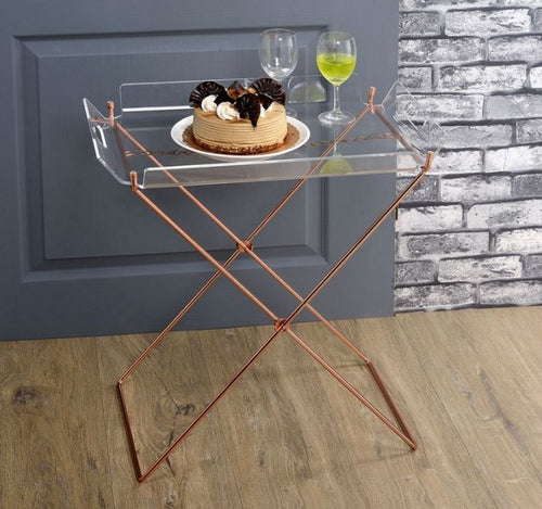 ACME CERCIE CLEAR ACRYLIC & COPPER FINISH TRAY TABLE