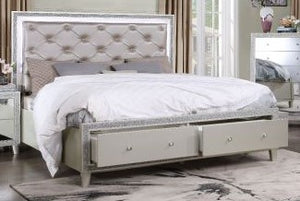 ACME SLIVERFLUFF AND CHAMPAGNE EASTERN KING BED W/STORAGE