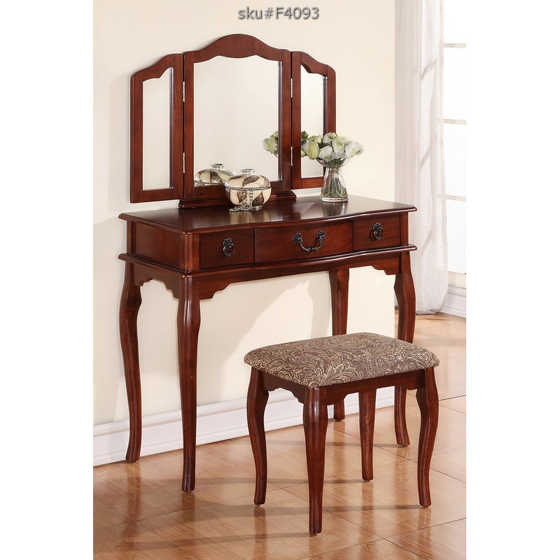 UPDATED 2PCS VANITY+STOOL SET CHERRY