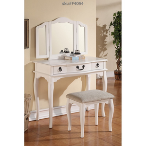 UPDATED 2PCS VANITY+STOOL SET WHITE