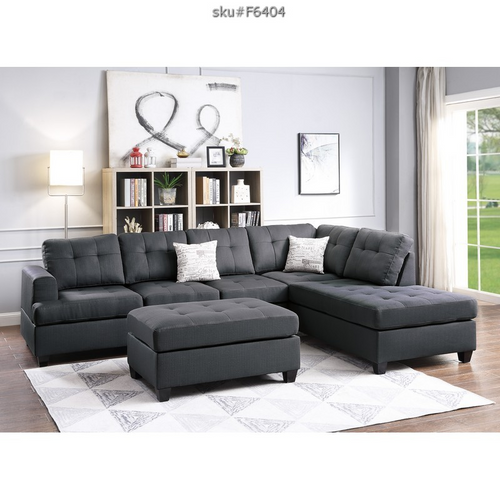 UPDATED 3PCS SECTIONAL SOFA ASH BLACK