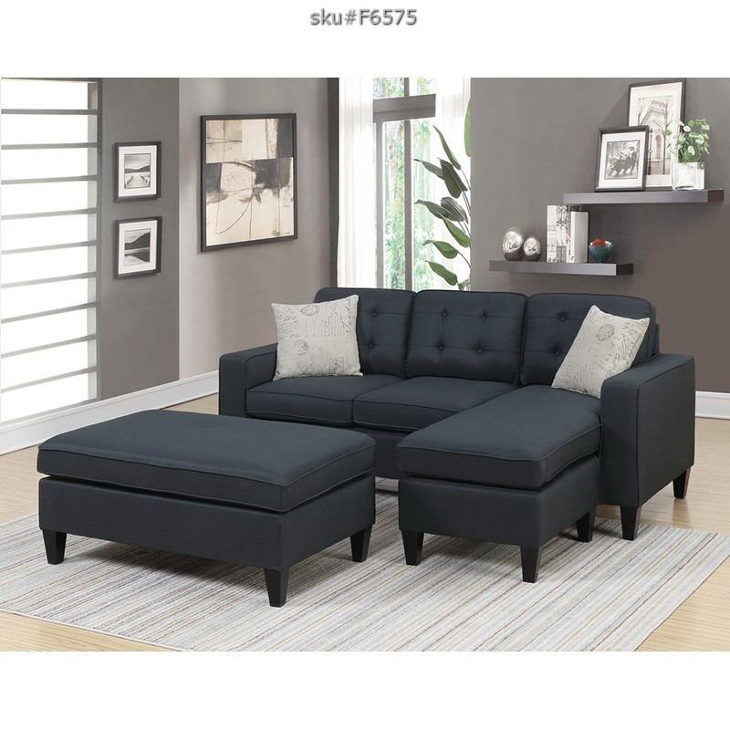 UPDATED 3PCS ALL-IN-ONE SECTIONAL BLACK