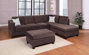 UPDATED F8846 DARK COFFEE VELVET SECTIONAL SOFA