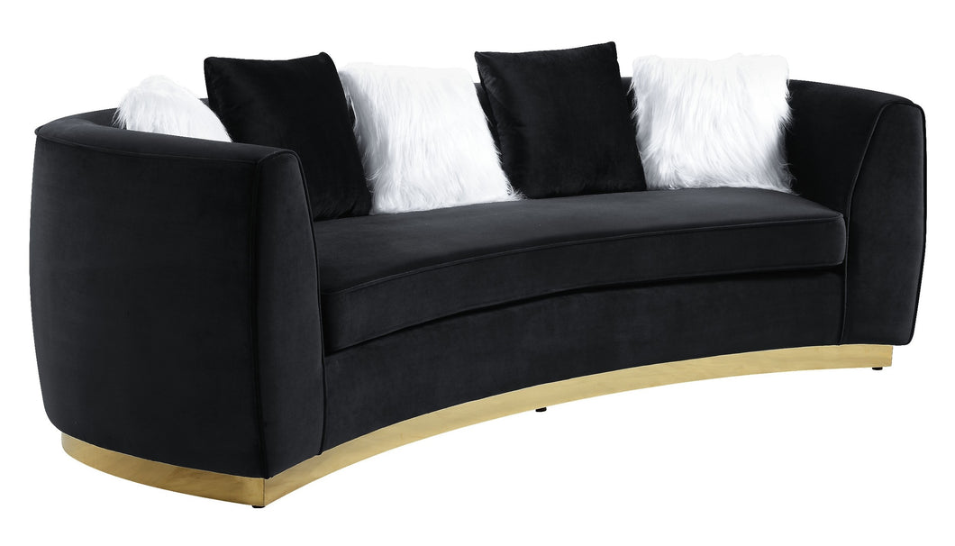 ACME ACHELLE BLACK VELVET SOFA W/5 PILLOWS