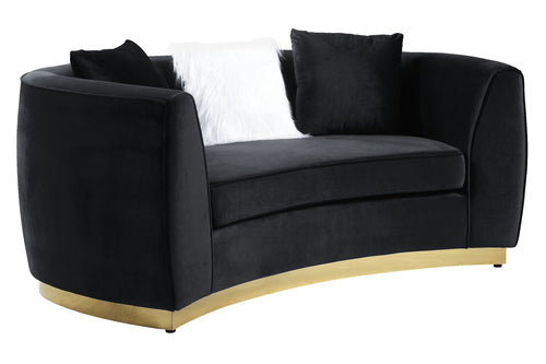 ACME ACHELLE BLACK VELVET LOVESEAT W/3 PILLOWS