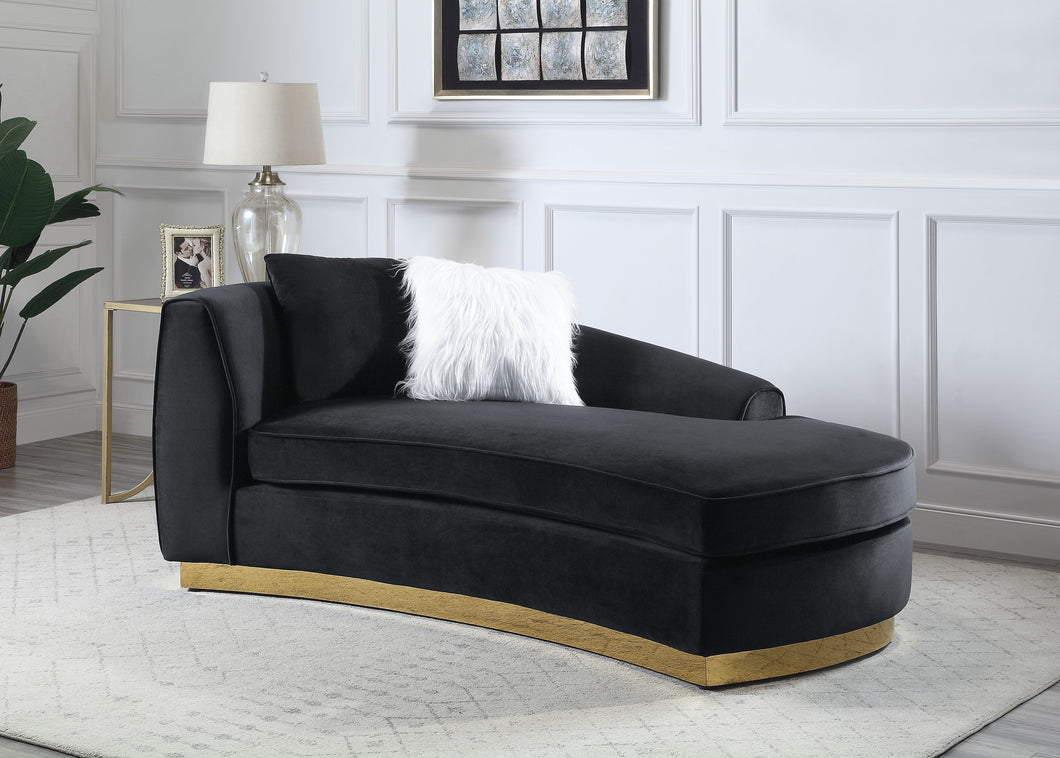 ACME ACHELLE BLACK VELVET CHAISE W/2 PILLOWS