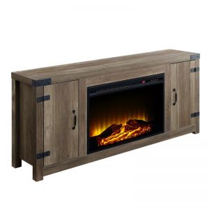 ACME TOBIAS RUSTIC OAK FINISH FIREPLACE