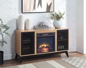 ACME GAMALIEL OAK & ESPRESSO FINISH CABINET WITH FIREPLACE