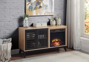 ACME GAMALIEL OAK & ESPRESSO FINISH CABINET WITH FIREPLACE