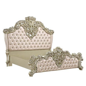 ACME VATICAN PU, LIGHT GOLD & CHAMPAGNE SILVER FINISH EK BED