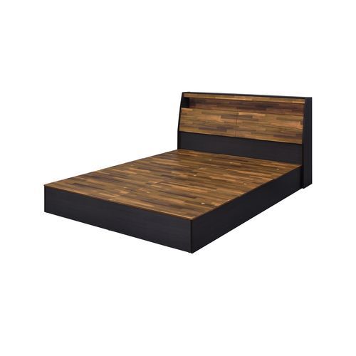 ACME EOS WALNUT & BLACK FINISH QUEEN BED W/STORAGE