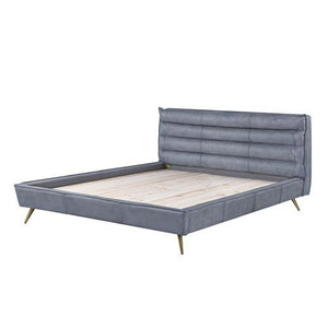 ACME DORIS GRAY TOP GRAIN LEATHER QUEEN BED