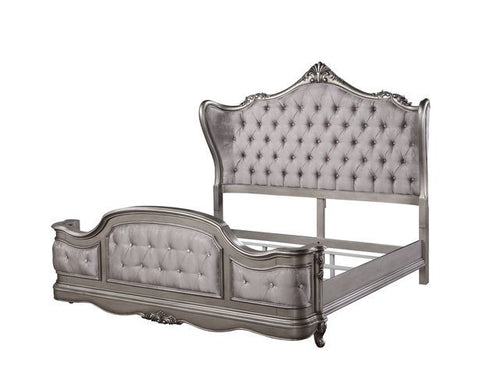 ACME AUSONIA ANTIQUE PLATINUM FINISH QUEEN BED