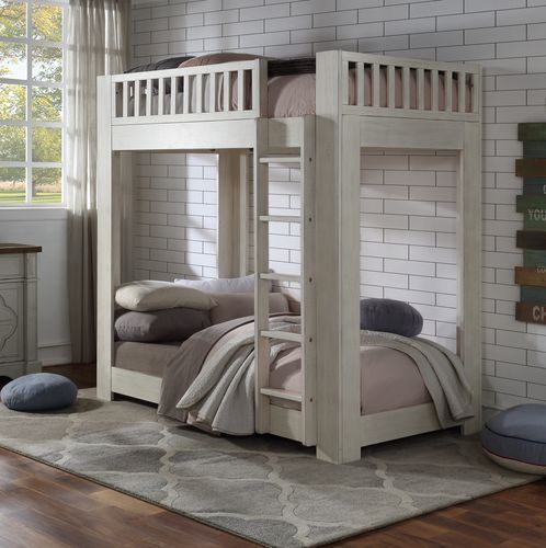 ACME CEDRO WEATHERED WHITE FINISH TWIN/TWIN BUNK BED