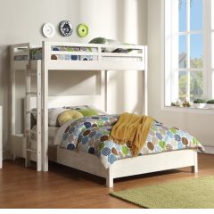 ACME CELERINA WEATHERED WHITE FINISH TWIN LOFT BED