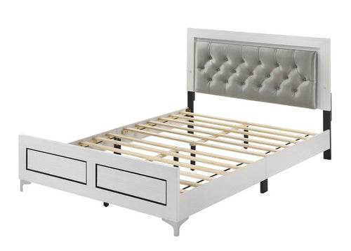 ACME CASILDA GRAY PU & WHITE FINISH QUEEN BED W/LED