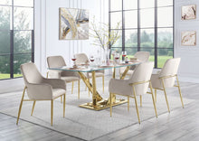 Load image into Gallery viewer, ACME BARNARD CLEAR GLASS AND MIRRORED GOLD DINING TABLE