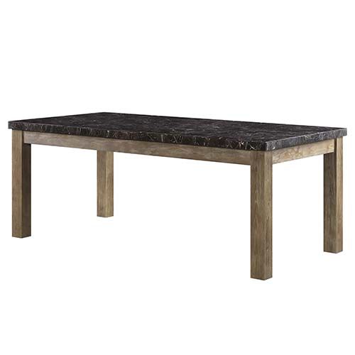 ACME CHARNELL MARBLE TOP AND OAK DINING TABLE