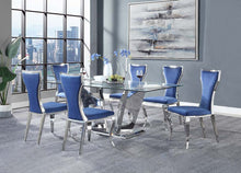 Load image into Gallery viewer, ACME AZRIEL CLEAR GLASS AND MIRRORED SILVER DINING TABLE